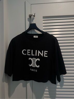 Celine Black Crewneck Logo T-Shirt